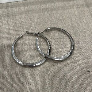 Minimalist Silver Textured Hoop Earrings